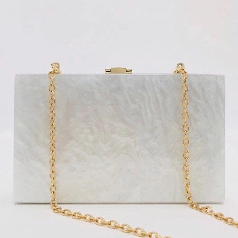 Pearl white acrylic clutch
